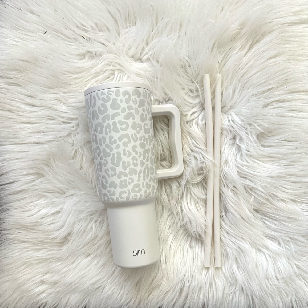 simple modern trek 40oz cream leopard tumbler